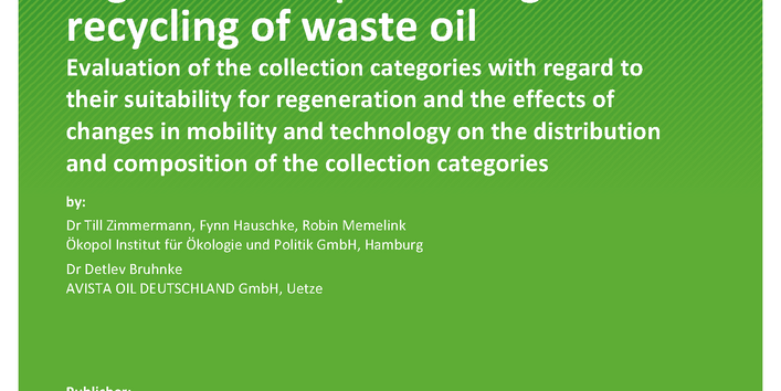 Cover of report "Optimisation potential with regard to the processing and recycling of waste oil"