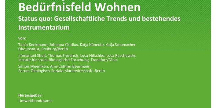 Cover des Berichts "Soziale Aspekte von Umweltpolitik im Bedürfnisfeld Wohnen"