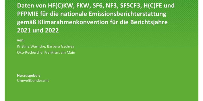 Cover des Berichts "Inventarermittlung der F-Gase 2021/2022"