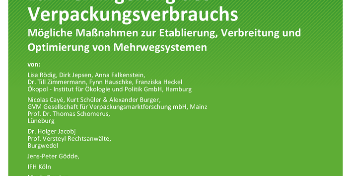 Cover des Berichts "Förderung von Mehrwegverpackungssystemen zur Verringerung des Verpackungsverbrauchs"