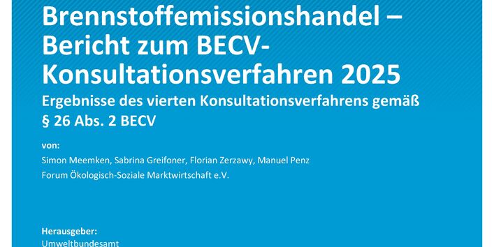Cover des Berichts "Carbon Leakage-Schutz im nationalen Brennstoffemissionshandel – Bericht zum BECV-Konsultationsverfahren 2025"