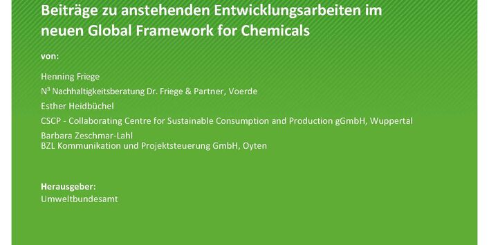 Cover des Berichts "Nachhaltigkeitsindikatoren für Chemikalienmanagement"
