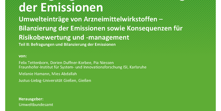 Cover des Berichts "Arzneistoffeinträge - Befragungen und Bilanzierung der Emissionen"