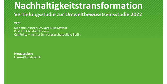 Cover des Berichts "Einstellungen und Engagement von Verbraucher*innen in der Nachhaltigkeitstransformation"
