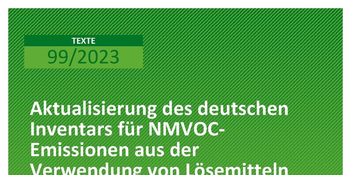 Cover des Berichts "Aktualisierung des deutschen Inventars für NMVOC-Emissionen aus der Verwendung von Lösemitteln und lösemittelhaltiger Produkte für die Berichtsjahre 2019, 2020 und 2021"