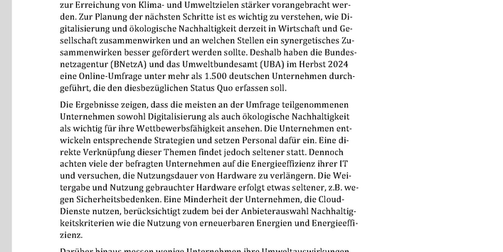 Cover des Berichts "Digitalisierung und Nachhaltigkeit in der unternehmerischen Praxis"