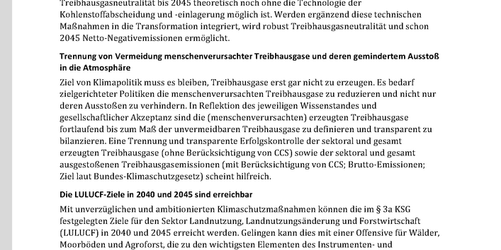 Cover des Factsheets "Treibhausgasneutralität und die Ziele der natürlichen Kohlenstoffsenke sind noch erreichbar"