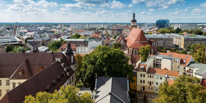 Luftbild der Cottbuser Innenstadt