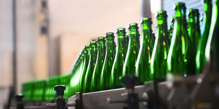 Mehrwegflaschen in der Produktion