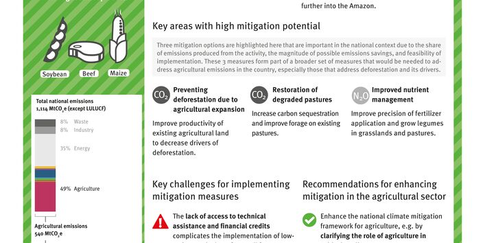 Übersicht der Key Facts und größten Minderungspotenziale der Landwirtschaft in Brasilien