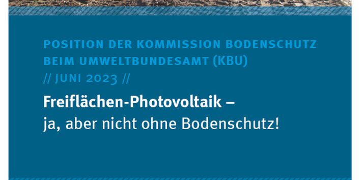 Cover des Kommissionspapiers Freiflächen-Photovoltaik- ja, aber nicht ohne Bodenschutz 