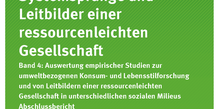 Cover der Publikation Texte 87/2018 Erfolgsbedingungen für Systemsprünge und Leitbilder einer ressourcenleichten Gesellschaft - Band 4: Auswertung empirischer Studien zur umweltbezogenen Konsum- und Lebensstilforschung und empirische Erfassung und Analyse von Leitbildern einer Ressourcenleichten Gesellschaft in unterschiedlichen sozialen Milieus