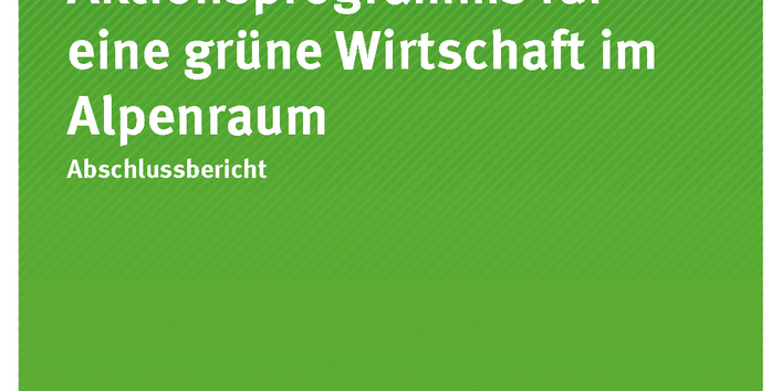 Cover der Publikation TEXTE 08/2020 Entwicklung eines Aktionsprogramms für eine grüne Wirtschaft im Alpenraum