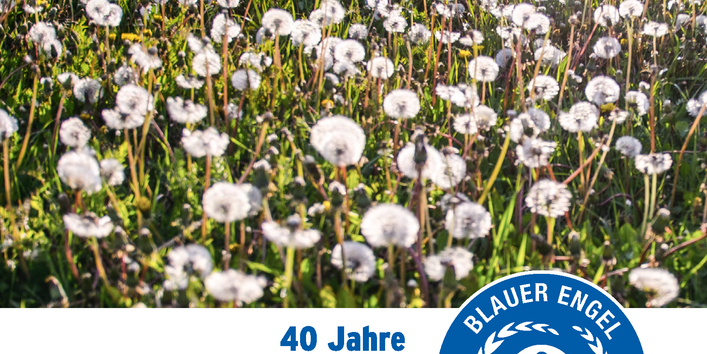 Cover der Broschüre Blauer Engel – 40 Jahre. Gut für mich. Gut für die Umwelt.