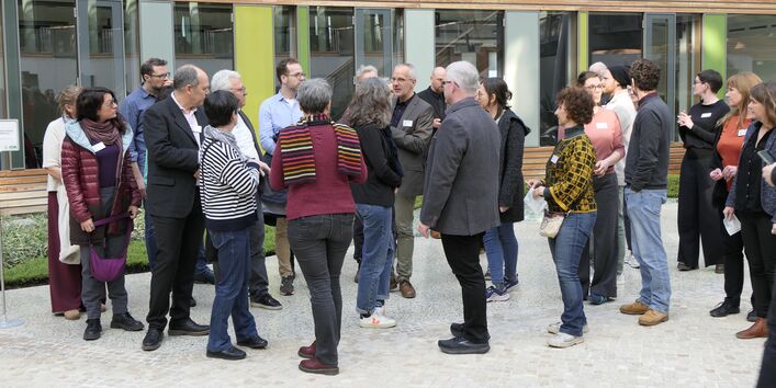 Group of people exchanging