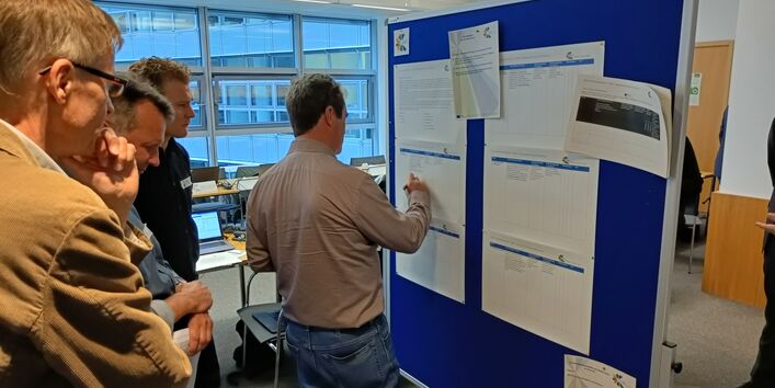 People writing notes on a whiteboard