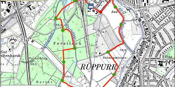Kartendarstellung des Bodenlehrpfades