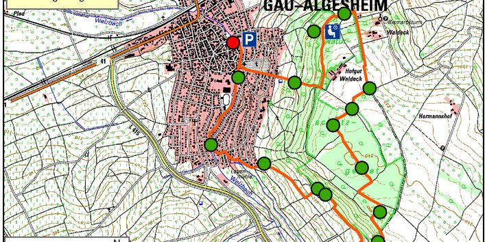 Kartendarstellung des Erlebnispfades Gau-Algesheim