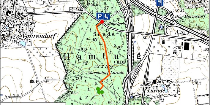 Kartendarstellung des Bodenlehrpfades Harburger Berge