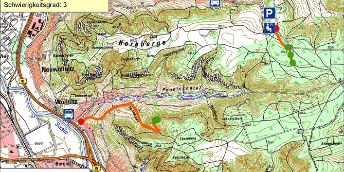 Kartendarstellung des Heimatkundlichen Lehrpfades Jena