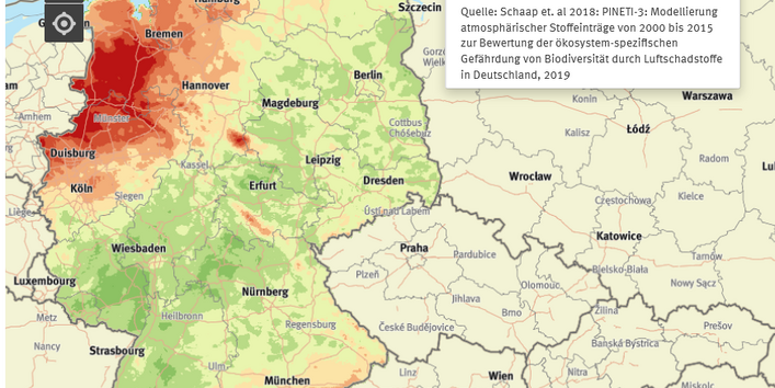 Karte zu Hintergundbelastung mit Stckstoff