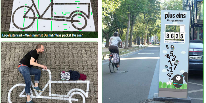 Fotos der Leihaktionenaus der EMW-BOX 2020 - Legelastenrad und Zählstation