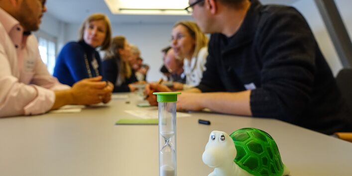 Quietscheschildkröte wurde als Zeitstopper im Workshop verwendet