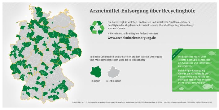 Karte: Arzneimittel-Entsorgung über Recyclinghöfe 