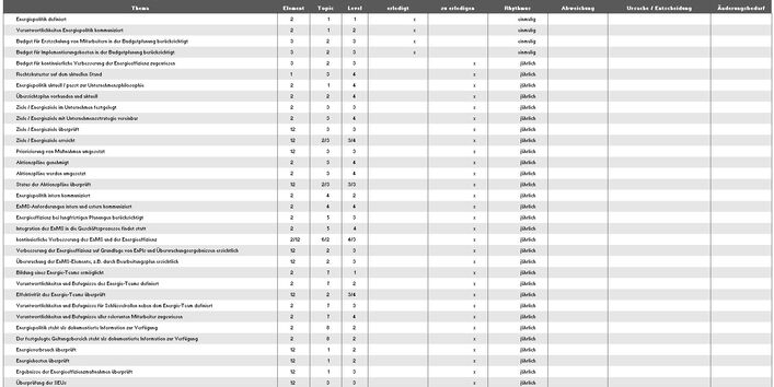 Grafik ISO 50005 – Management-Checkliste