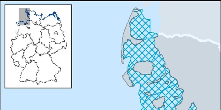 Karte mit den Küstenstreifen an der Nordsee, die im Text benannt sind