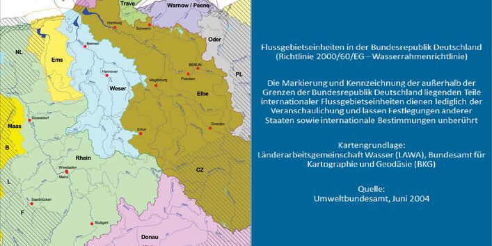 Karte mit den Flussgebietseinheiten in Deutschland
