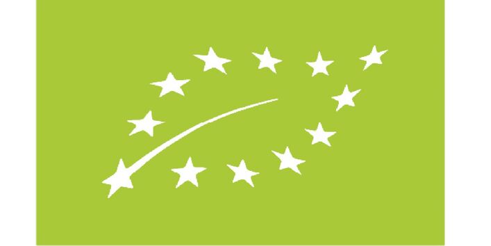 Das Bild zeigt das europäische Bio-Logo: ein aus Sternen geformtes Blatt auf hellgrünem Hintergrund.