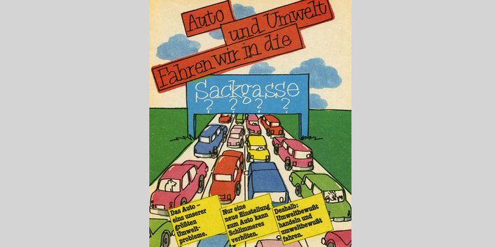 gezeichnete Titelseite mit vielen Autos im Stau auf der Autobahn