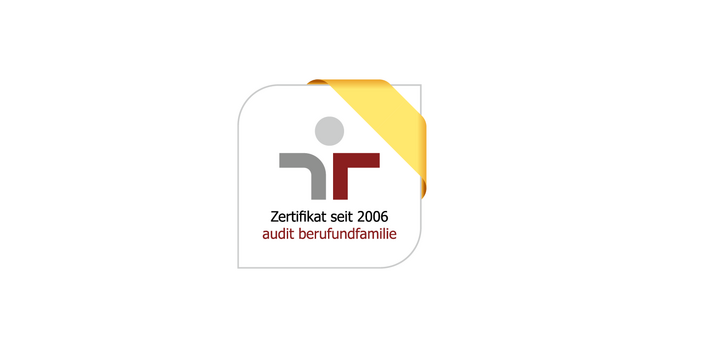 Logo mit der Inschrift: Zertifikat seit 2006, audit berufundfamilie