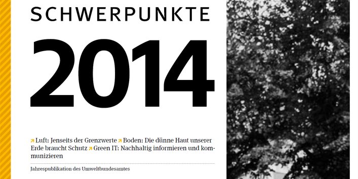 Ausschnitt des Covers mit Titel "Schwerpunkte 2014" und einem schwarz-weiß-Foto im Hintergrund