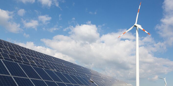 solar panel and wind energy plant