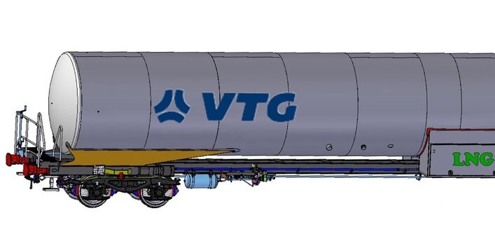 Entwurfszeichnung für einen Eisenbahn-Kesselwaggon