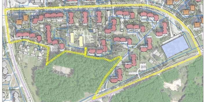 Planansicht eines Stadtquartiers 