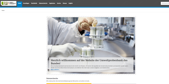 Startseite der Website Umweltprobenbank