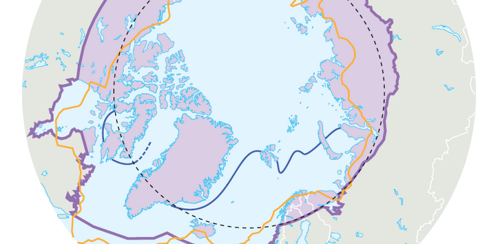 Karte Grenzlinien der Arktis
