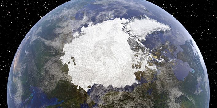 Blick vom Weltall aus auf die Arktis