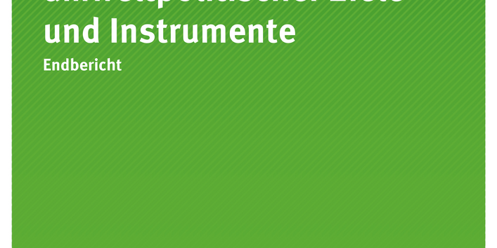 Cover der Publikation "Kohärenzprüfung umweltpolitischer Ziele und Instrumente" (weiße Schrift auf grünem Grund)