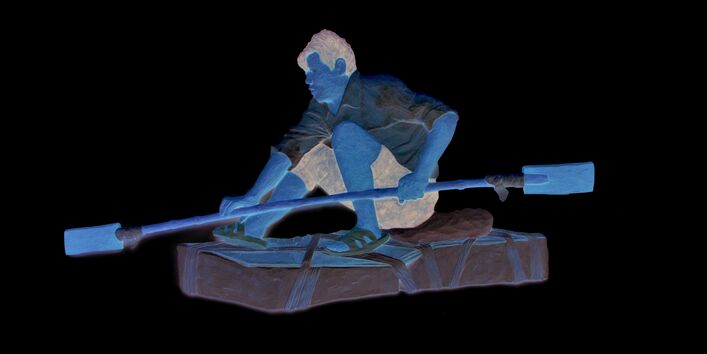 Mann auf einem Floß