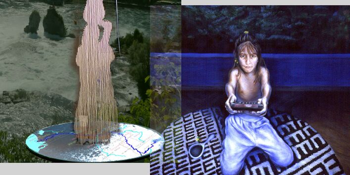 Fotocollage zur Ausstellung Flüsse – verbindendes Element und Lebensquellen  Amazonas – Rhein