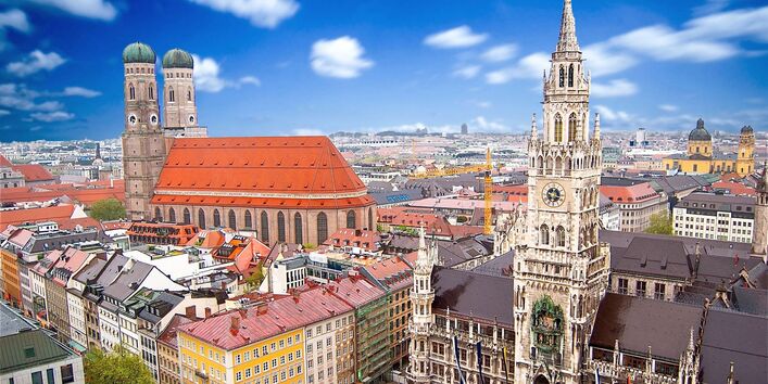Bird's eye view of Munich's inner city