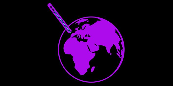 Thermometer in der Erde zeigt Temperaturanstieg an.