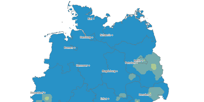 Die Karte zeigt die Anzahl der Tropennächte in Deutschland im Jahr 2015. In diesem Jahr gab es in einzelnen Regionen bis zu 13 Tropennächte. 