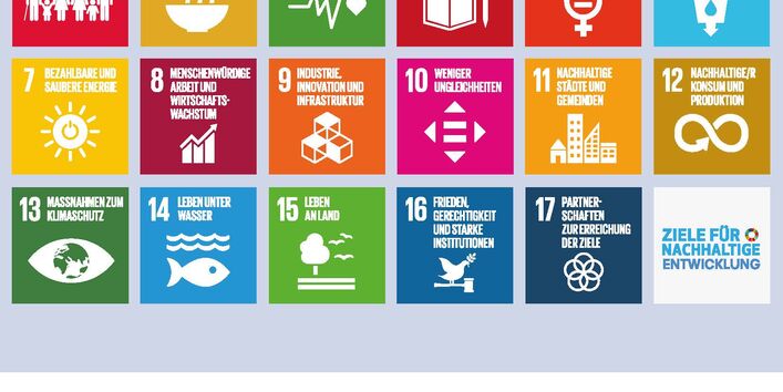 Titelseite der Publikation UMID, Umwelt + Mensch Informationsdienst, Ausgabe 1/2020 mit Piktogrammen der 17 Ziele für nachhaltige Entwicklung der Vereinten Nationen