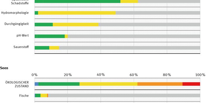 Zustand einzelner Qualitätskomponenten für Flüsse und Seen