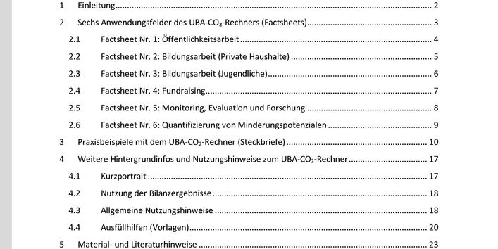 Erste Seite des Factsheets
